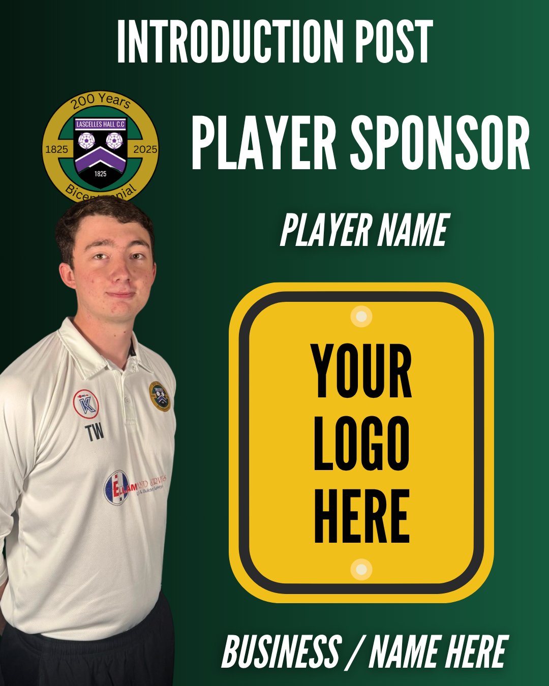 Lascelles Hall CC - Player Sponsorship - One Season