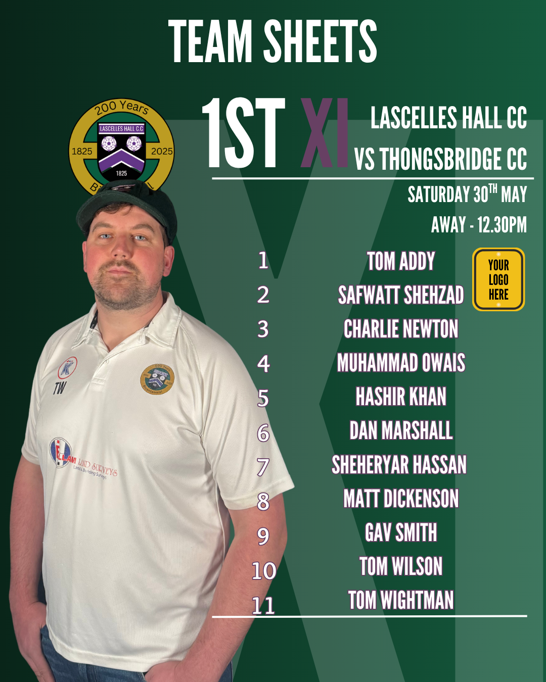 Lascelles Hall CC - Player Sponsorship - One Season